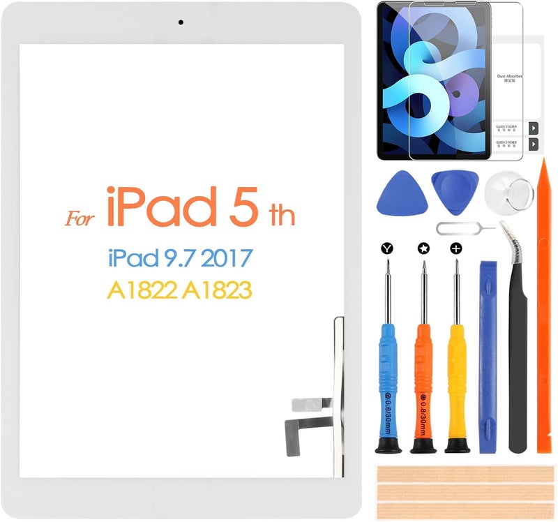 ARSSLY A1822 A1823 Screen Replacement, for iPad 2017 5th Generation Touch Screen 9.7 inch Digiziter Touchscreen Glass Panel with Home Button & Repair Tools (Not LCD) - Image 1